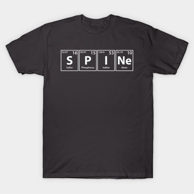 Spine (S-P-I-Ne) Periodic Elements Spelling T-Shirt by cerebrands